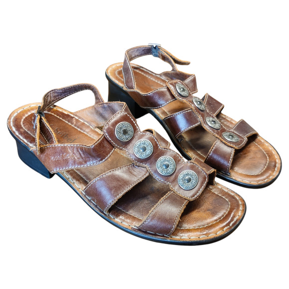 Josef Seibel Strappy Brown Bohemian Leather Slingback Comfort Sandals EU 41 - Picture 1 of 9